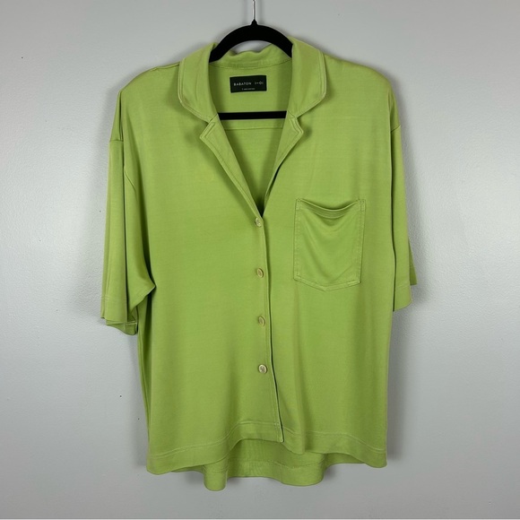 Babaton Oversized Light Green Bowling Style Shirt Size Small - Picture 2 of 12